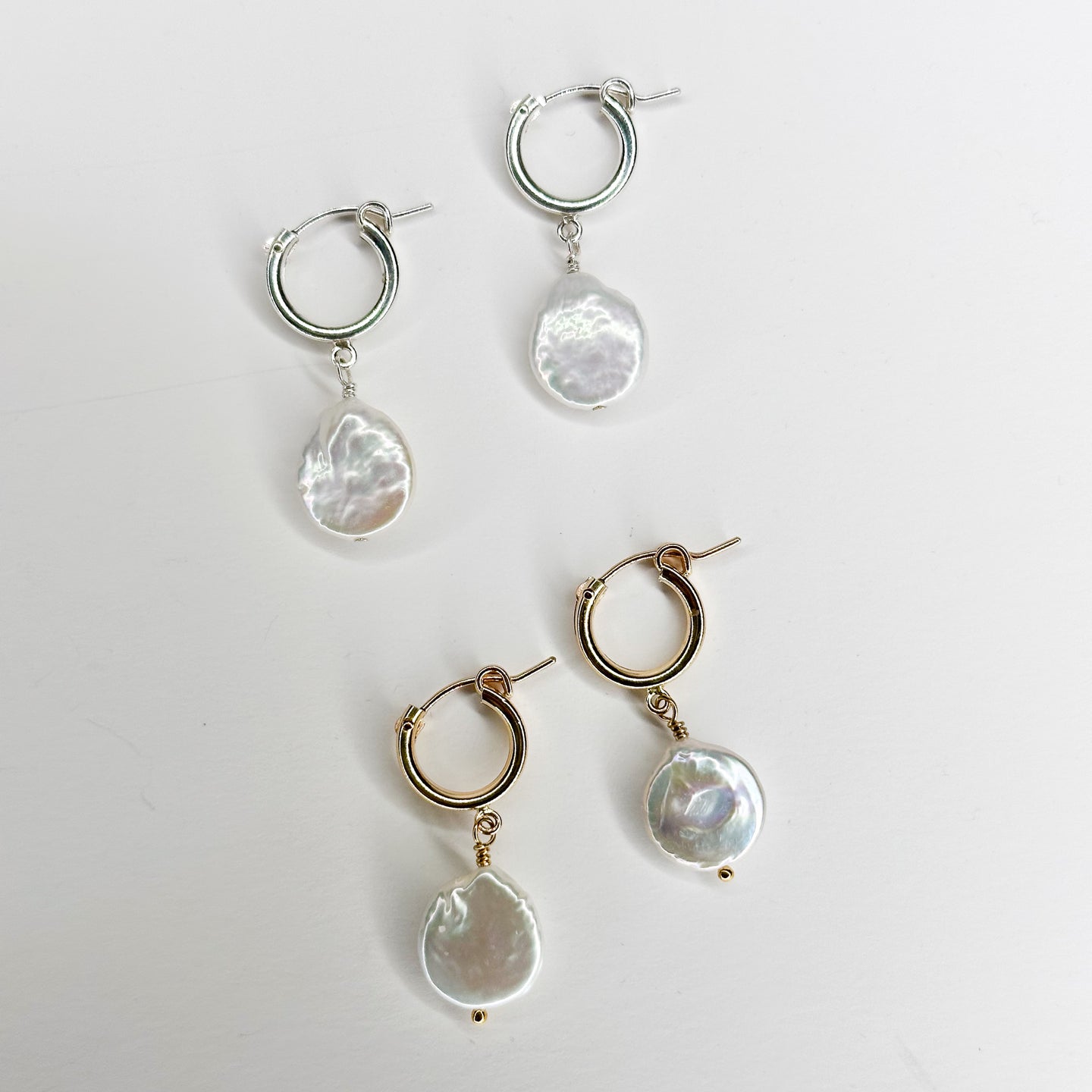 Coin Pearl Hoops