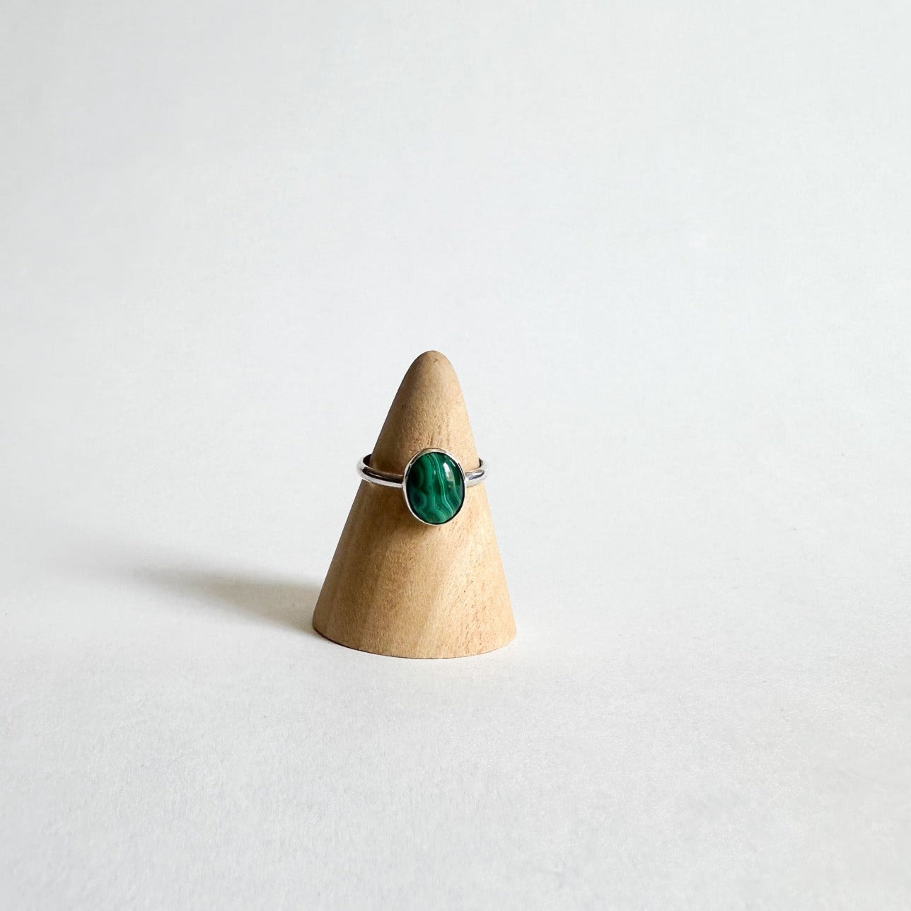 Malachite Sterling Silver Ring Size 6