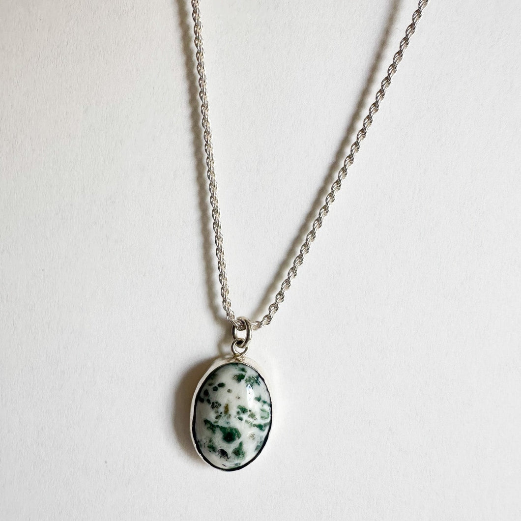 Tree Agate Oval Necklace