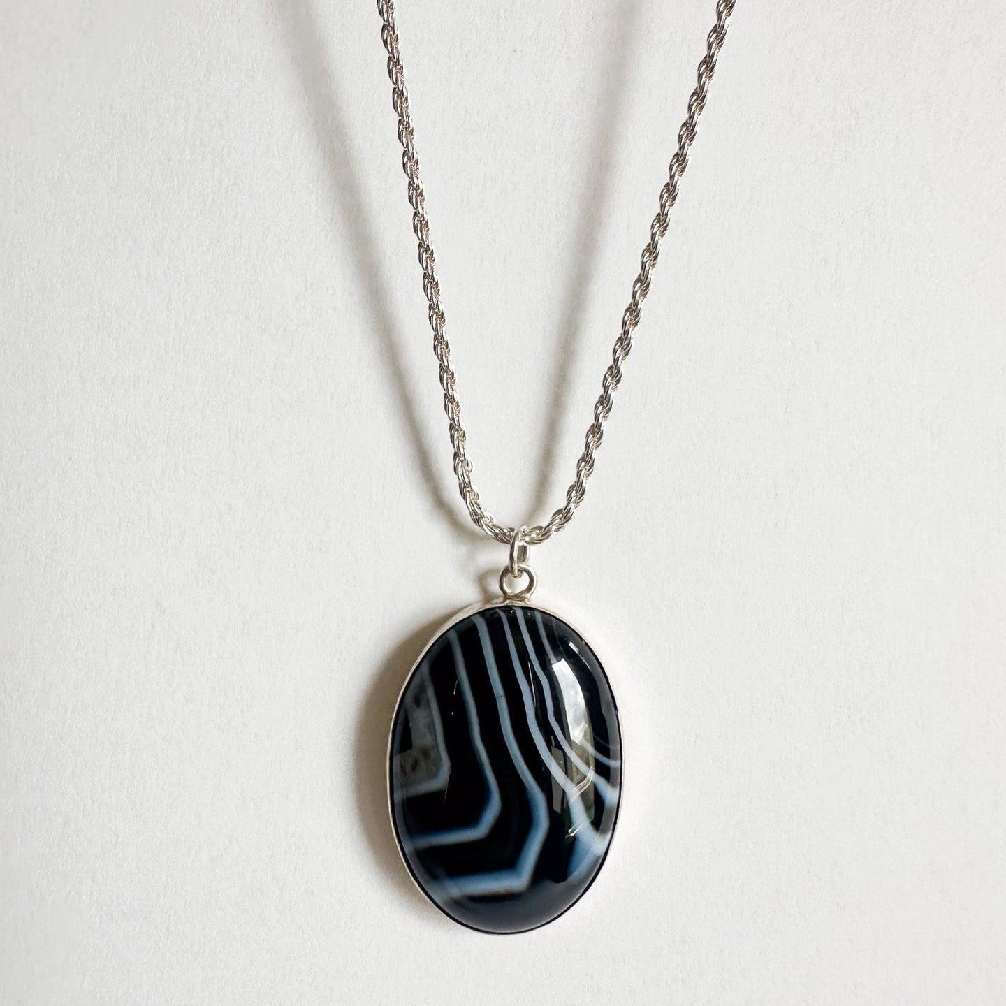 Black Lace Agate Pendant Large