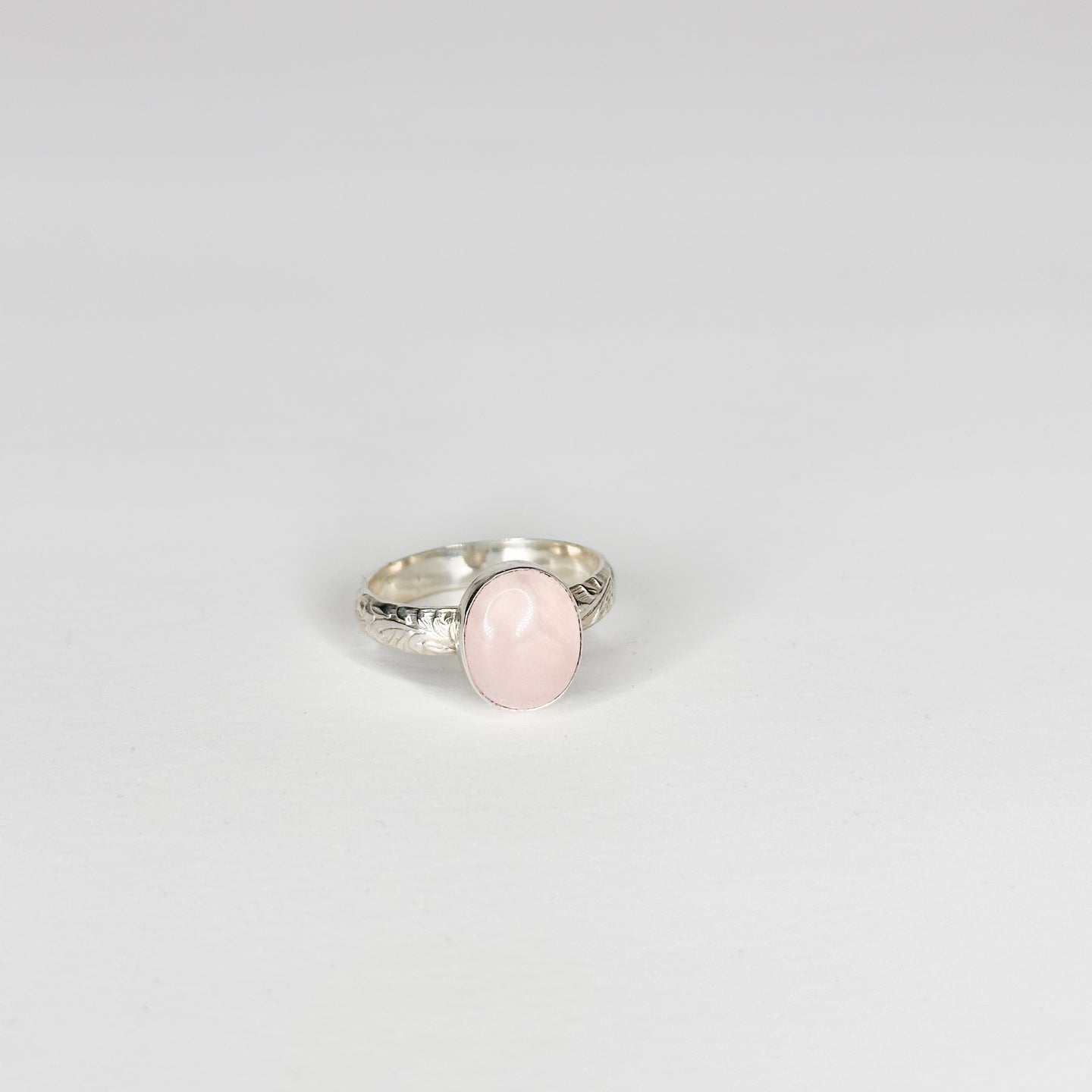 Rose Quartz Flora Sterling Silver Ring |  Size 10