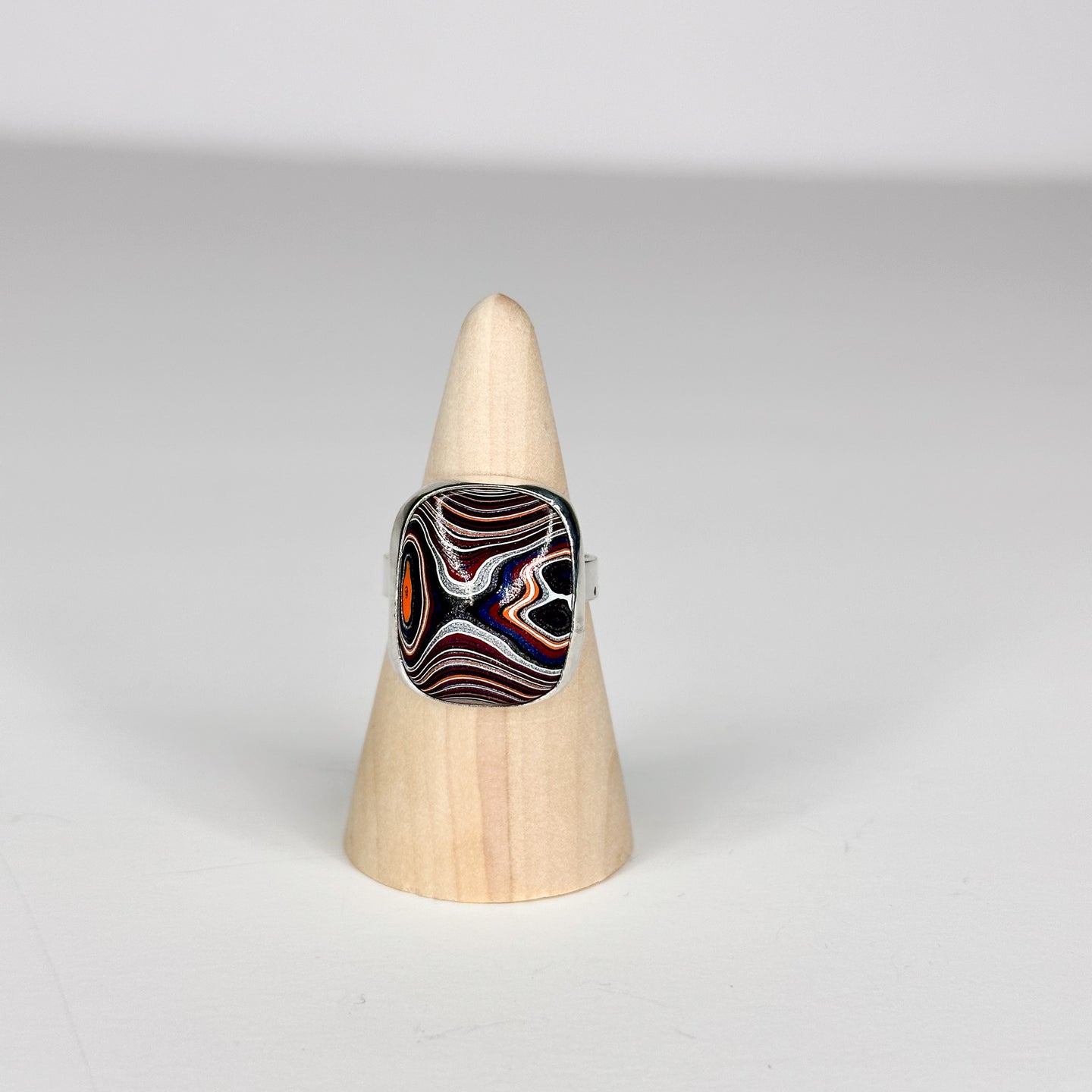 Fordite Sterling Silver Cigar Band Ring | Size 8