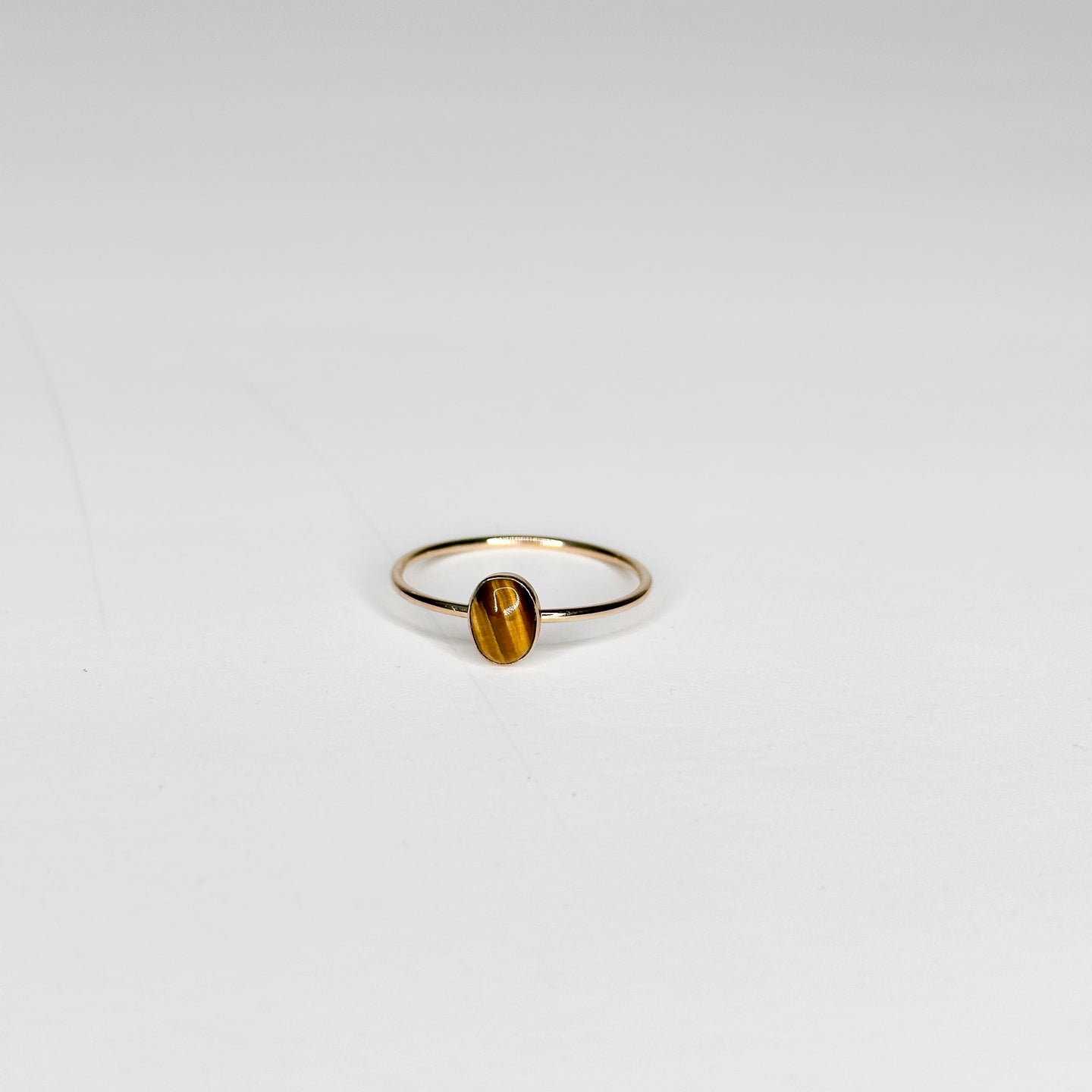 Tiger's Eye 14K Gold-Filled Thin Band Ring | Size 13