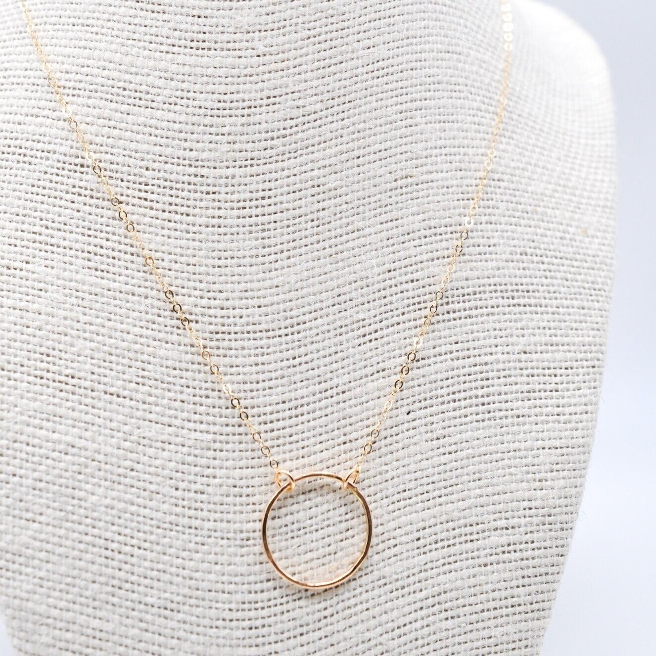 Hammered Circle Pendant Necklace